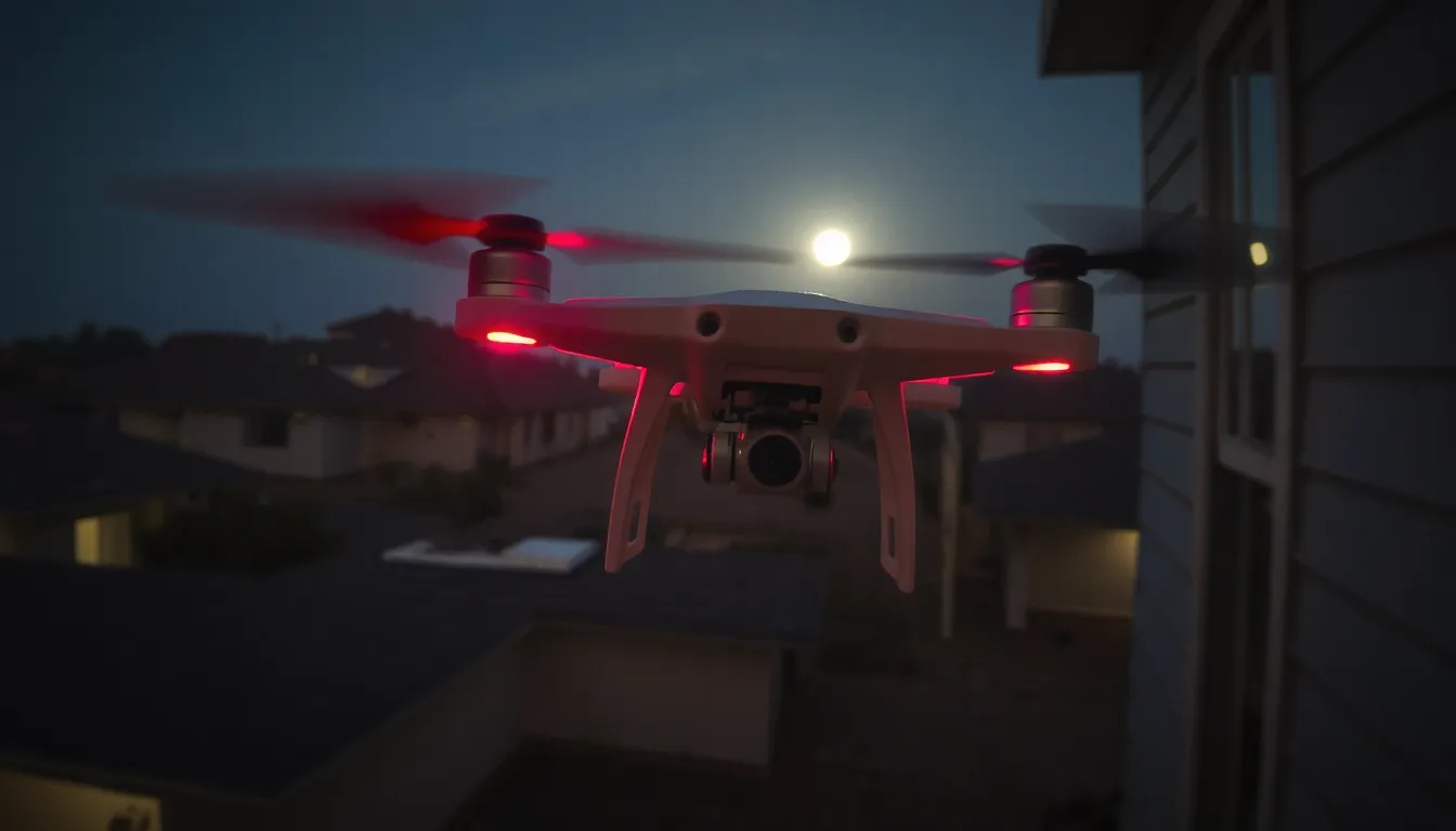 drone qui survole ma maison la nuit